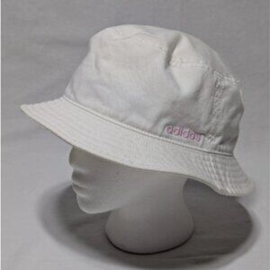ADIDAS white bucket hat pink logo NWOT